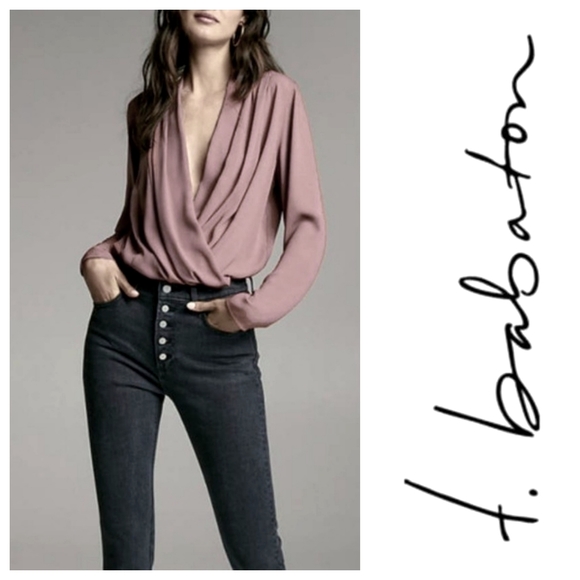 Aritzia Babaton Ambrose Bodysuit Shadow Mauve Size Small - Picture 2 of 12